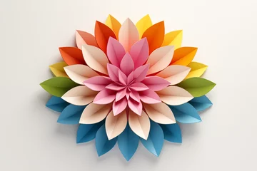 Foto op Canvas Colorful origami flower in paper cut style. Vector illustration. © nddcenter