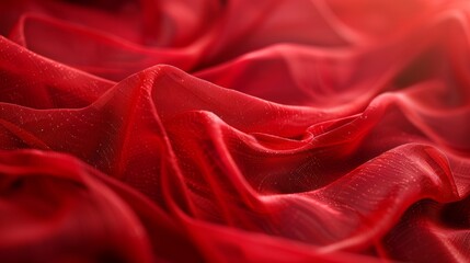 Red satin fabric as background, closeup. Texture of cloth