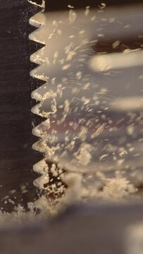 Witness the meticulous artistry of woodworking as a jigsaw meticulously carves through wood in mesmerizing slow motion. Perfect for showcasing the precision and technique behind woodworking projects