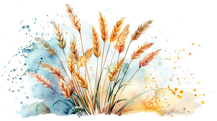  wheat spikelets watercolor abstract, Celiac disease awareness month. background, banner, card, poster, template. Vector illustration.