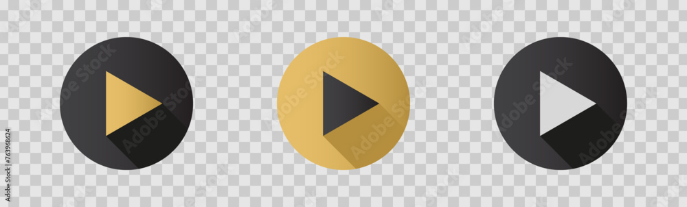 Poster play button set in flat style isolated on transparent background