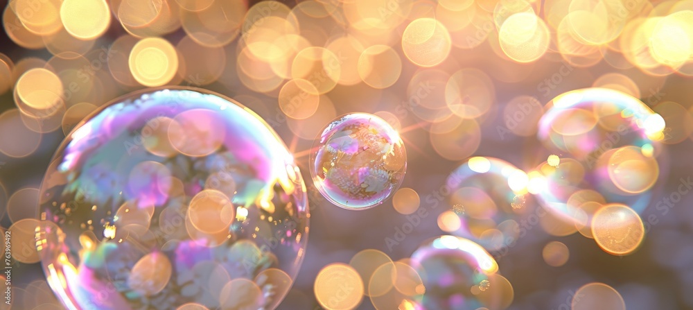 Aufkleber colorful soap bubble reflections with a spectrum of colors creating a mesmerizing visual background