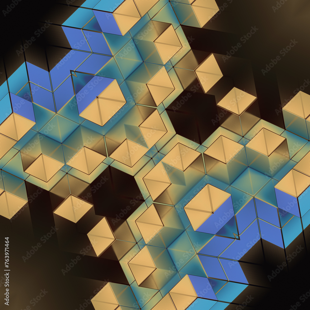 Poster trendy abstract background with geometric rectangular shapes. 3d rendering digital illustration