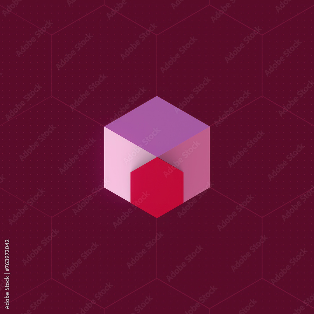 Poster A mesmerizing optical illusion of colorful geometric shapes. 3d rendering illustration