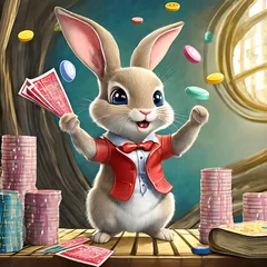 Foto op Plexiglas 복권에 당첨된 토끼 (a rabbit who won the lottery) © 블이 너