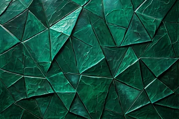 Fotobehang Green abstract background with cracked glass,  Texture of old broken glass © Cuong