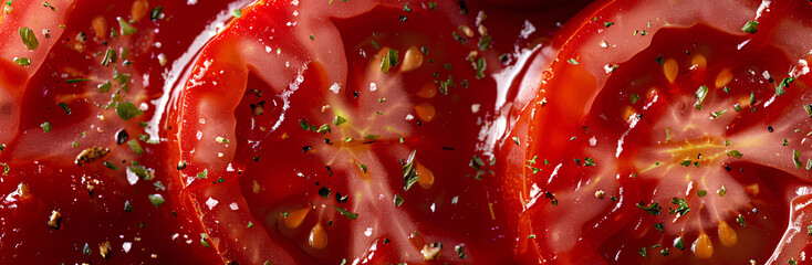 tomato slices in ketchup, zoom in - obrazy, fototapety, plakaty