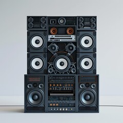 Fototapeta na wymiar A large stereo setup showcasing retro-inspired design and elements