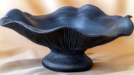 Black trumpet mushroom   craterellus cornucopioides   on soft pastel colored background