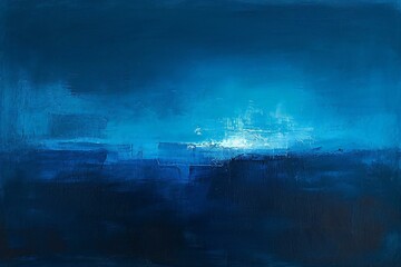 Blue abstract background,  Oil painting on canvas,  Fragment of artwork