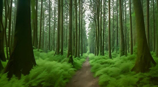 A Lush Green Forest Filled with Tall Trees
