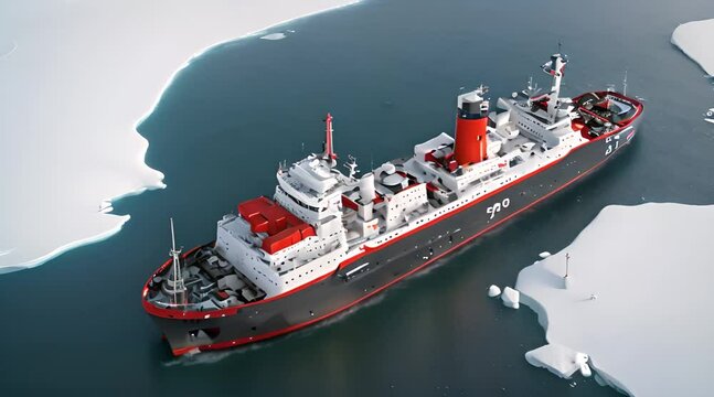 icebreaker ship expedition at the sea in the arctic