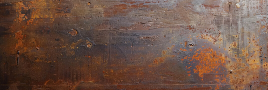 Rustic metal background with distressed brown and rust tones,A rusty metal surface with clear signs of corrosion and rust formation. for backgrounds, textures, industrial concepts, banner