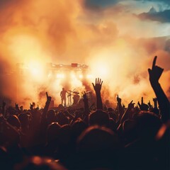 a crowd of people at a concert - obrazy, fototapety, plakaty