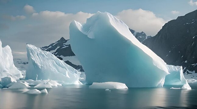 Iceberg fragments on the seashore in arctic