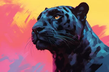 Foto op Canvas a black panther with yellow eyes © Laura