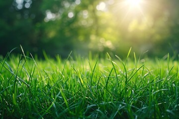 Green grass in the sunlight,  Nature background,  Close-up