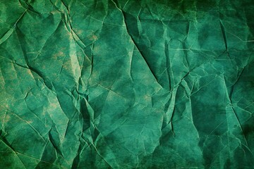 Green crumpled paper background with copy space for text or image