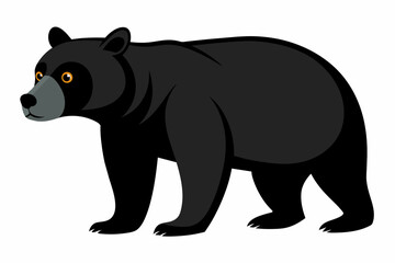 simple art black bear vector.