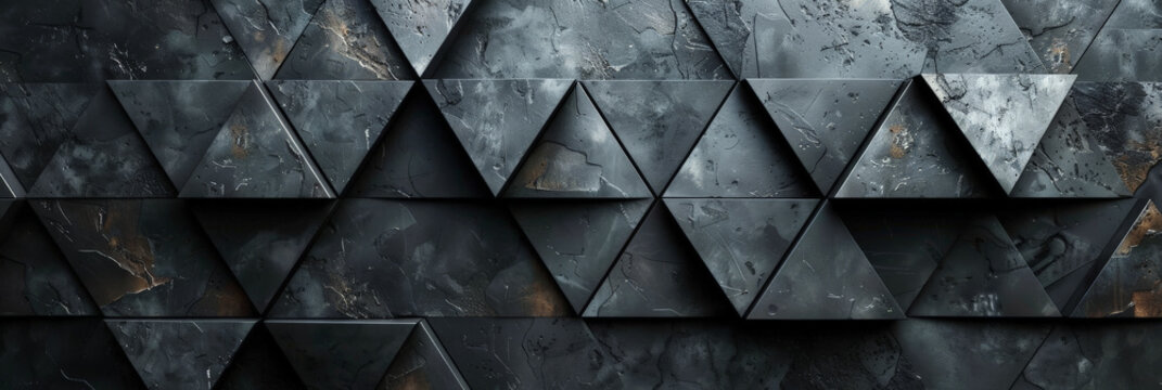 3d black diamond pattern abstract wallpaper on dark background, Digital black geometric triangular gradient shapes  textured graphics poster background