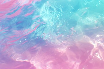 Abstract background of water ripples and bubbles in blue and pink - obrazy, fototapety, plakaty