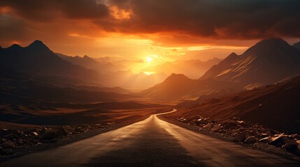a road leading to mountains - Powered by Adobe
