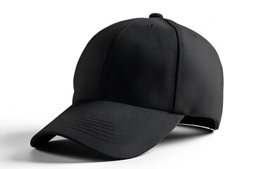 Black baseball cap mockup isolated on a white background. Front view. - obrazy, fototapety, plakaty