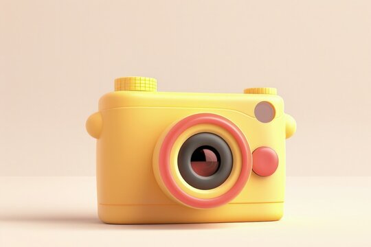 Yellow 3d style photography camera, World Photography Day.