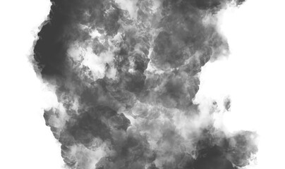 Black smoke texture on white  background