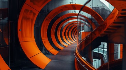 a tunnel with orange arches