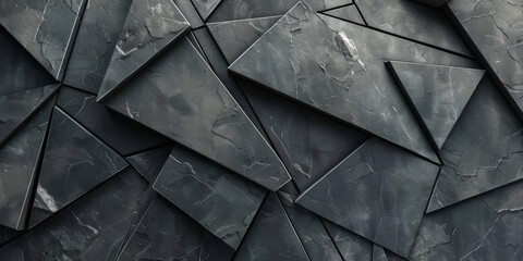 3d black diamond pattern abstract wallpaper on dark background, Digital black geometric triangular gradient shapes  textured graphics poster background - obrazy, fototapety, plakaty