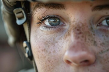 Face of a female US soldier, Memorial Day.