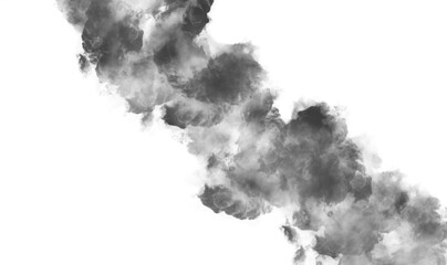 Black smoke texture on white  background