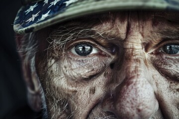 Face of a veteran soldier from the United States, Memorial Day, Veterans Day.