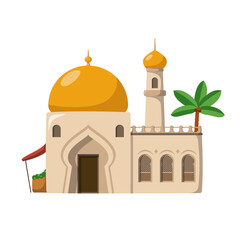 Vector illustration of a traditional Arab house in cartoon style isolated on white background. Traditional Houses of the World Series