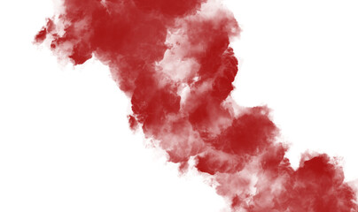 Red smoke texture on white  background