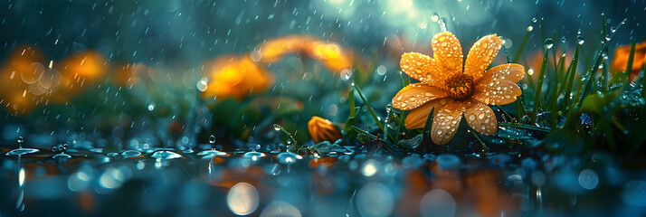  Spring rains bringing freshness and smelling lan,
Daisy flower mockup HD 8K wallpaper Stock Photographic Image