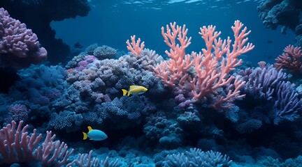 Naklejka na ściany i meble coral reef and fishes
