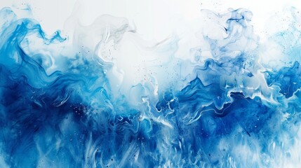Blue Watercolor Abstract Canvas Art - obrazy, fototapety, plakaty