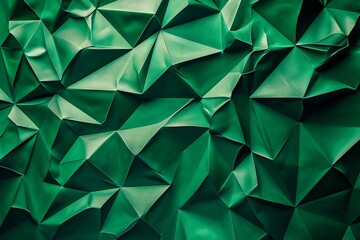 Abstract background of green polygonal origami paper,  Triangular pattern