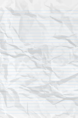 White clean crumpled notebook paper with lines