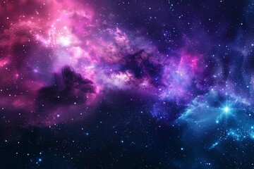 Space background with stardust and shining stars realistic colorful cosmos with nebula and milky way - obrazy, fototapety, plakaty