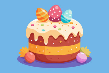 easter cake with eggs and ribbon
