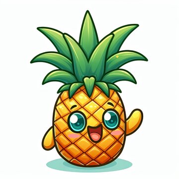 pineapple cartoon. isolated on white background. 3d render. AI generative