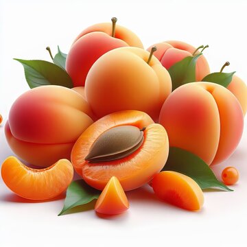 apricots. 3d render. isolated on white background. summer's fruit