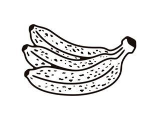 Bunch of bananas, spotted or spoiling. Fruit, fruity, food, meal, nourishment and nature, illustration