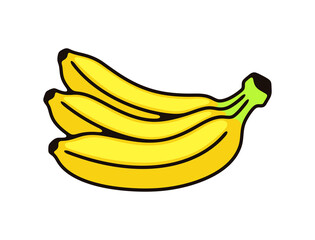 Bunch of bananas, yellow. Fruit, fruity, food, meal, nourishment and nature, illustration