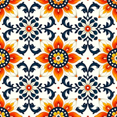 abstract seamless pattern ornament, old tile floor