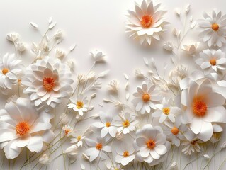 Handmade Paper Flowers White Background