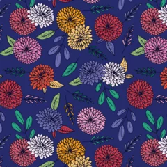 Möbelaufkleber seamless-pattern-colorful-watercolor-flowers-with-eucalyptus-leaves © Sohail